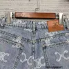 Damesjeans Hoge versie CE Home 24SS vroege lente klassieke Triomfboog jeans met volledige print A-lijn shorts met hoge taille ITOM