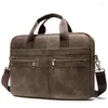 Briefcases Men's Briefcase Leather 14 "men's Laptop One Shoulder Crossbody Portable Business Bag