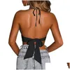 Women'S Tanks & Camis Womens Tanks Women Y Summer Sleeveless Halter Deep V Neck Crop Top Tie Up Backless Cami Camisole High Cut Drop D Otxyy