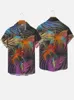 Camisas casuais masculinas Padrão de coqueiro havaiano verão praia pôr do sol camisa de manga curta requintada impressa em 3D