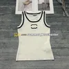 Kvinnor Stretch Knit Vest Summer Slim Knit Topps Designer Crew Neck Tank Top Embroidery Logo Sticke Tees Sports Vest