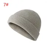 Basker unisex vinter stickad beanie hatt virkning melon cap fast färg skullcap casual manschetter varm höst