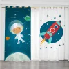 Rideaux personnalisés nordique minimaliste espace astronaute planète garçon chambre d'enfant chambre rideau perforé dessin animé mince rideau occultant 2 pièces