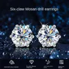 Charme Vente Classique Polyvalent D-couleur Moissanite Boucles D'oreilles Femmes Dentelle Six Griffes En Argent Sterling Aretes De Plata Ley 925 MujerL2403