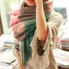 Scarves Winter Coat Scarf Elegant Shawl Colorful Plaid Print With Tassel Trim Thick Imitation Cashmere Warm Fashion