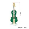 Enamel Violin Brooch Green Guitar Shaped Rhinestone Brooches Formal Wear Corsage Pins Fashion Women Jewelry