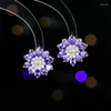Серьги-гвоздики, красивый двухуровневый обруч с лаликовым фиолетовым цветком для женщин и девочек, одежда на каждый день