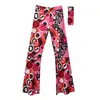 Calças femininas Mulheres Calças Casuais Soft Touch Trendy Paisley Imprimir Flared Cintura Alta Skinny para Streetwear