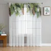 Rideaux De Noël Bois Cèdre Plante Tulle Rideaux Pour Salon Chambre Cuisine Décoration Mousseline De Soie Sheer Voile Fenêtre Rideaux Drapé