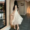 Abiti casual stile coreano estate senza schienale abito lungo da spiaggia abbigliamento donna Fahsion senza maniche cinturino per spaghetti slip elegante festa