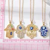 Anhänger Halsketten Vintage Übertriebene Große Hamsa Fatima Hand Halskette Für Frauen Zirkon Türkische Auge Palme Choker Kette Schmuck AN130