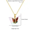 ペンダントネックレス2024チャームグラジエントカラーczハートウイングチョーカードロップ付きガール銅のための蝶のネックレス