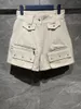 Kvinnors shorts Big Pocket Decoration Embellished High midja A-Line Wide Ben Pants Version av Type Fashion Everything2024fall