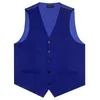 Män Royal Blue Rayon Polyester Suit Vest Business Wedding Formal Red Black Khaki Slim Blazer Vneck Waistcoat Gilet Drop 240312