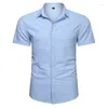 Mäns casual skjortor plus storlek 4xl högkvalitativ skjorta som sommaren kort ärm Solid manlig kläder regelbundet passar affär