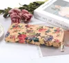 5 مساءً أكياس الهاتف الخليوي Cork Leather Leaf Leaf Printing MultiFunctional Phone Long Crex Card Mix Mix Coll