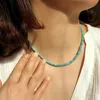 Collier pile de perles en pierre Turquoises, chaînes de perles de rocaille rondes, ras du cou, bijoux à la mode pour femmes