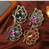 Broches Rétro strass coloré insecte aile broche pour vêtements pour femmes médiéval luxe cristal brillant pierre creux papillon broche