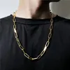 Chains Fashion Paperclip Link Chain Women's Necklace 316L Stainless Steel Gold Color Long For Women Men Jewelry Gift206o