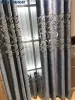 カーテンMelunmhom Luxury Brown Crack Geometric Design Curtain for Living Room Bedroom Blue Tulle Window Kitchen Sheer Blinds Drape