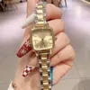 Vintage Luxury lady watch Stainless steel band Designer womens watches gold square 28mm Wristwatches For women Christmas Birthday Mother's Day present high quality