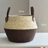 Baskets Zerolife Seaweed Wicker Basket With handle Rattan Hanging Flower Pot Dirty Clothes Basket Storage Children's Toy Sorting 3 Size