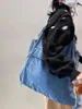イブニングバッグ女性大容量デニムショルダーバッグガールズスタイル壊れたデザインキャンバスシンプルアーツ学生クラスハンドバッグ2024