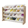 Drawers Journey Organiseur de rangement pour jouets extra large avec 20 bacs de rangement, tiroirs de rangement naturels/blancs