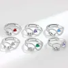 Simple Personalized Rotating for Women's 12th Birthday Stone Decompression and Anti Anxiety Zircon Ring