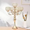 Bröllopsbord Centerpiece 5 Arm Candelabra Crystal Glass Column Candelabra Candle Holders Home Decor