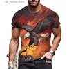 T-shirts pour hommes T-shirt imprimé 3D Eagle Hommes et femmes Mode Casual Personnalité drôle T-shirt imprimé animal Top Strtwear Tops amples Ts Y240321