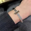 Tifaniym classico Bracciale versione alta V placcato oro rosa con diamante pieno rettangolare per uomo e donna liscio semplice mezzo stile EZOE