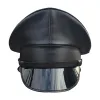 Sets Captain Hat German Style Officer Hat Costume Props Faux Leather Army Hat Guard Hat for Nightclub Performance Halloween Unisex