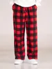 Pantalones para hombres Otoño e invierno Negro Rojo Plaid Fiesta de Navidad Deportes casuales Versátil Pierna recta suelta American Re