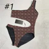 Tryckta kvinnor Bra Swim Body Sexig ihålig midja en bit baddräkt Lyxig designer Summer Pool Badkläder