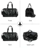 Sacs Duffel Sac de voyage en cuir pour hommes Vintage imperméable avec pochette à chaussures pour la nuit Gym Sports Bagage à main