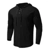 Vêtements de sport Chemise de sport à capuche pour hommes Chemises de sport à manches longues Légères avec col boutonné et patte de boutonnage sur le devant