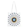 Sacos de compras Om Símbolo Sacola de compras Mulheres Moda Yoga Meditação Mandala Canvas Shopper Ombro Grande Capacidade Bolsa