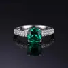 Anneaux de mariage Bijoux Palace Green Simulation Nano Jade Créer Ruby Ring 925 Sterling Silver Gemstone Solitaire Femmes Bague de Fiançailles Q240315