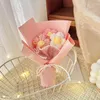 Decorative Flowers 3 Puff Crochet Bouquet Artificial Mini Flower Hand Knitted For Parents Mother's Day Gifts Home Decor