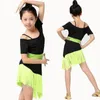 Bühne tragen Latin Dance Quaste Kleid für Kind Mädchen Fransen Kleidung Ballsaal Cha Salsa Tango Outfit Kostüm