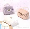 Ins Kids Pearls łańcuch torebki mody dziewczęta faux rabbit fur crossbody torebki mini polarowe pojedyncze torba na ramię w stylu torebka dla dzieci Q0818