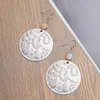 Kolczyki Dangle Korean Fashion Vintage stophew nerkowca runda dla kobiet luksusowe kreatywne rzeźbia