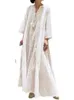 Girl's Dresses Spring Summer Dresses Fashionable V-Neckline Solid Color Loose Bathrobe Elegant Long Dress Ny in Loose Fit Retro Ladies Clothing 240315