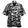 3D digital printed short sleeved shirt European mens shirt straight short sleeved shirt