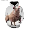 Felpe con cappuccio da uomo Felpe Animali divertenti Felpe con stampa 3D Gorilla Pig Streetwear Uomo Donna Moda Felpe oversize con cappuccio Bambini Pullover Abbigliamento uomo L240315