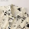 Heren trainingspakken Zomer heren- en damespyjama's schattig kort slaap korte mouwen kat retro cartoon stijl nieuwe losse plus size set luie huiskleding Q240314