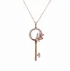 Designer tiffay and co key necklace 925 Sterling Silver Plated 18K gold-plated horse eye Leaf Pendant clavicle chain female