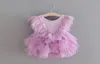 Retail 2020 New V neck Feather Fluffy Tulle Cake Dress Princess Dresses for Wedding Show Baby Clothes E19557610857