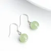 Boucles d'oreilles pendantes en jade birman perlé de pierres précieuses naturelles, certificat de bijoux, charme vintage, vert, cadeaux pour femmes, vraie pierre, argent 925, mode